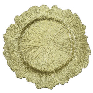 13" Round Reef Gold Plastic Charger Plates